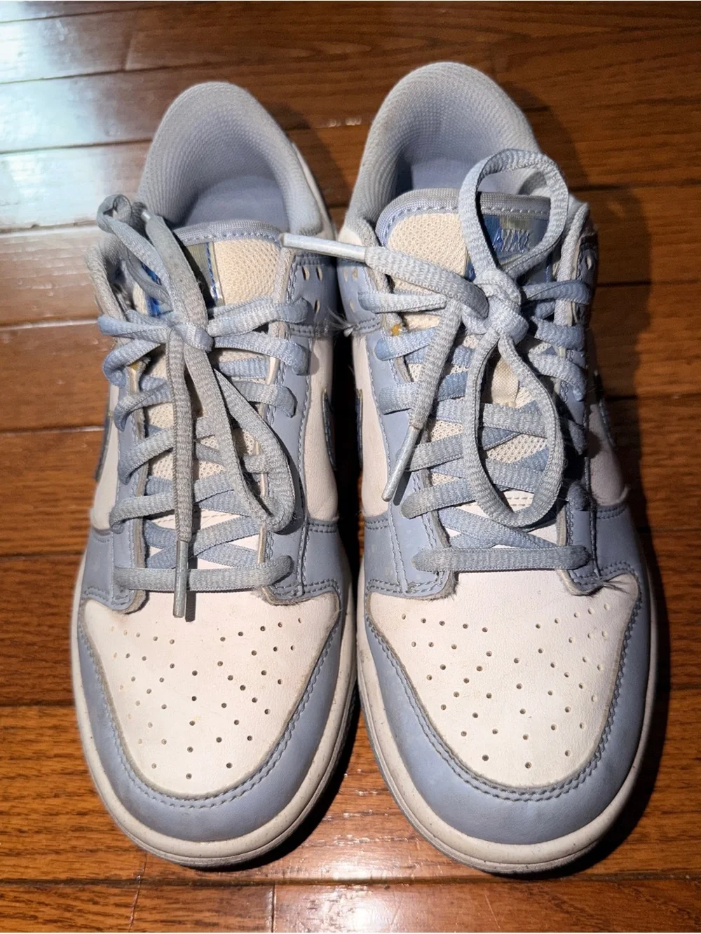 Nike Kids Light Blue and White High-Top Sneakers with Navy Swoosh
